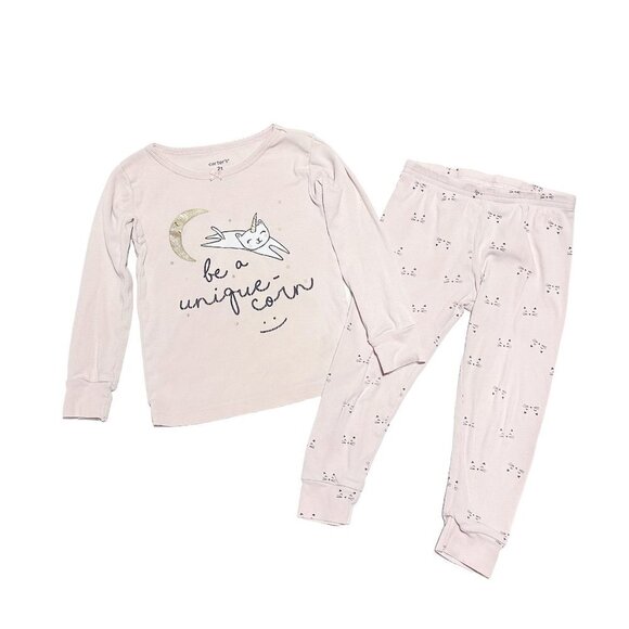 Carter's Toddler Be A Unicorn Long Sleeve Fitted PJ Set Pink - Picture 1 of 2